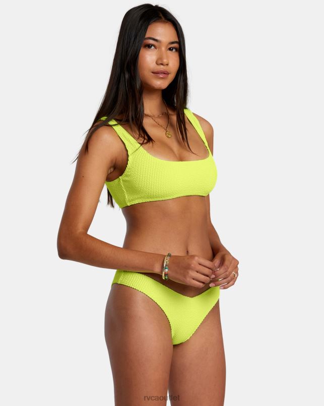 Swim V84B1108 neon yellow RVCA Women Grooves Texture Bralette Bikini Top