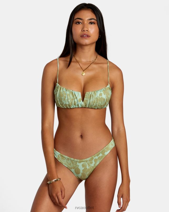 Swim V84B1139 seafoam RVCA Women Fine Lines Shirred Bra Bikini Top