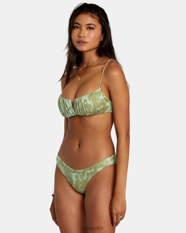 Swim V84B1139 seafoam RVCA Women Fine Lines Shirred Bra Bikini Top