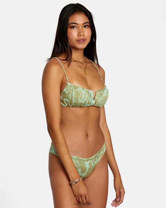 Swim V84B1139 seafoam RVCA Women Fine Lines Shirred Bra Bikini Top