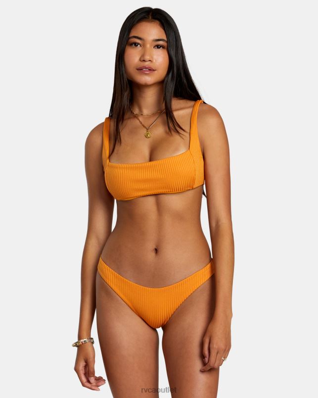 Swim V84B1141 tangerine RVCA Women Tangerine Shimmer Bralette Bikini Top