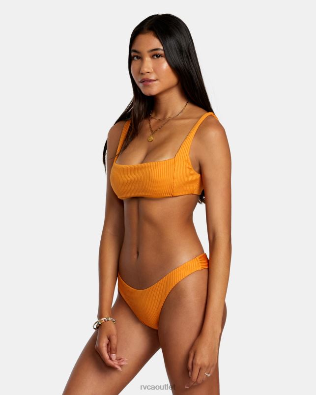Swim V84B1141 tangerine RVCA Women Tangerine Shimmer Bralette Bikini Top