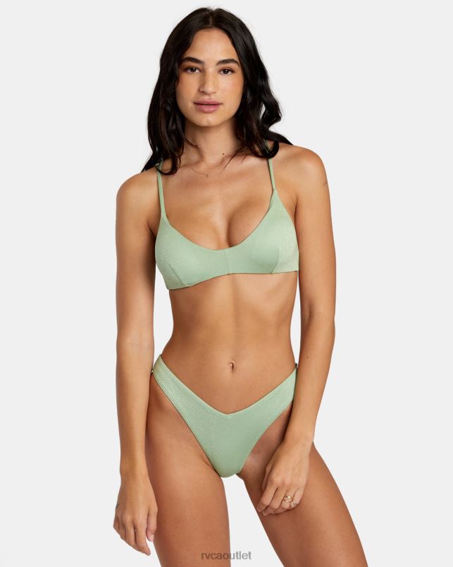 Swim V84B1150 seafoam RVCA Women Solid Lurex Crossback Bikini Top