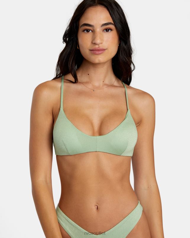 Swim V84B1150 seafoam RVCA Women Solid Lurex Crossback Bikini Top