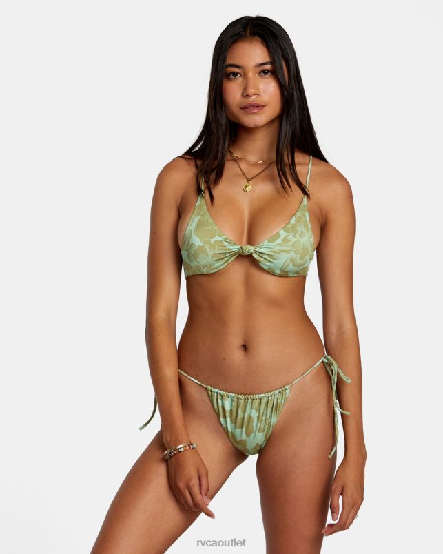 Swim V84B1170 seafoam RVCA Women Fine Lines Shimmer Crossback Bikini Top