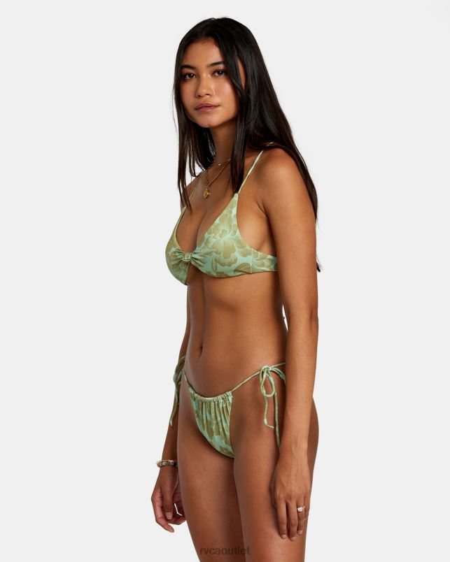 Swim V84B1170 seafoam RVCA Women Fine Lines Shimmer Crossback Bikini Top