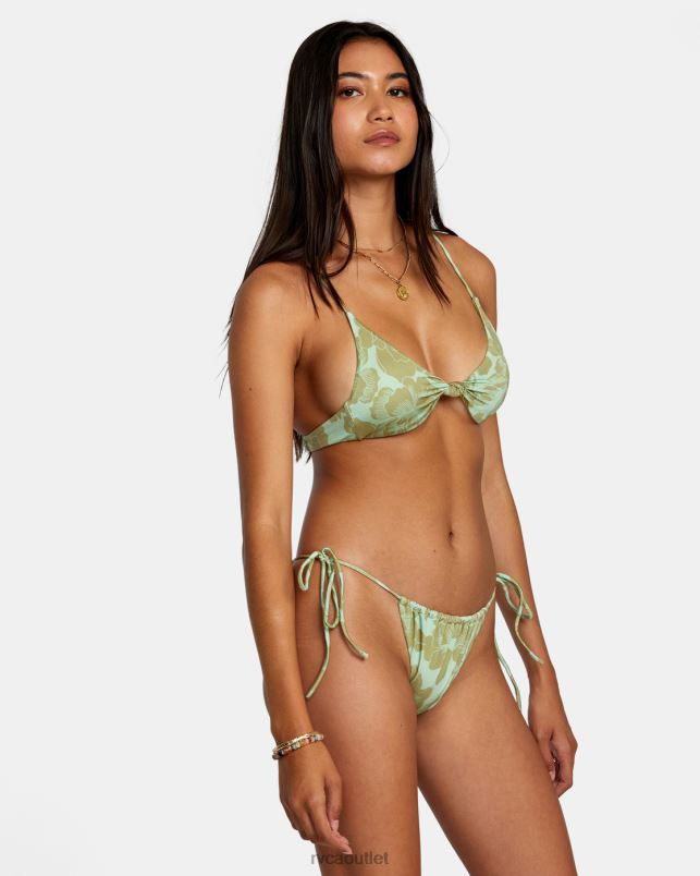Swim V84B1170 seafoam RVCA Women Fine Lines Shimmer Crossback Bikini Top