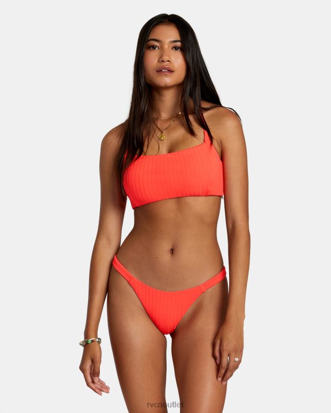 Swim V84B1182 neon red RVCA Women Solid Streak Crossback Bikini Top