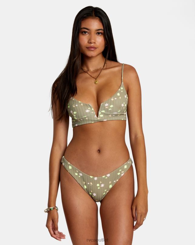 Swim V84B1203 aloe RVCA Women Decoupage Crop Bikini Top