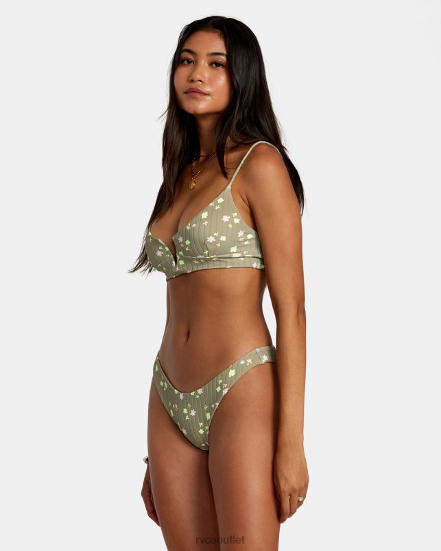 Swim V84B1203 aloe RVCA Women Decoupage Crop Bikini Top