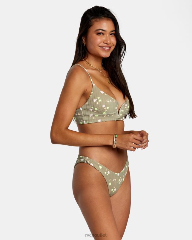 Swim V84B1203 aloe RVCA Women Decoupage Crop Bikini Top