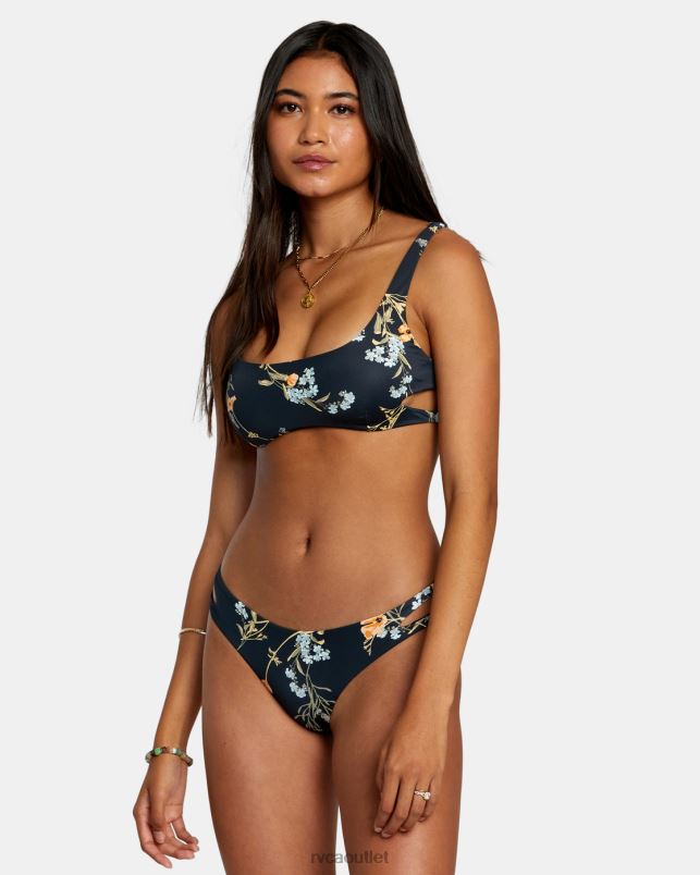 Swim V84B1217 black RVCA Women Bloom Cutout Bralette Bikini Top