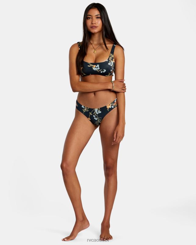 Swim V84B1217 black RVCA Women Bloom Cutout Bralette Bikini Top