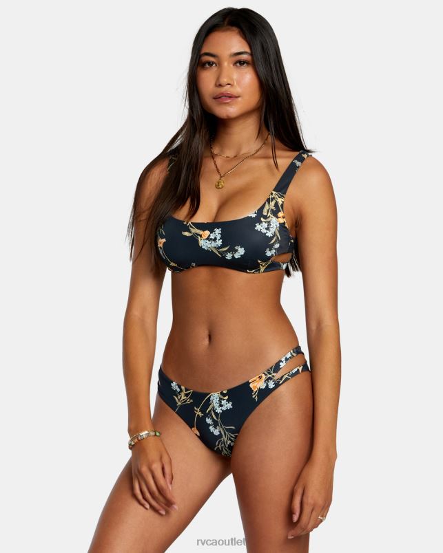 Swim V84B1217 black RVCA Women Bloom Cutout Bralette Bikini Top