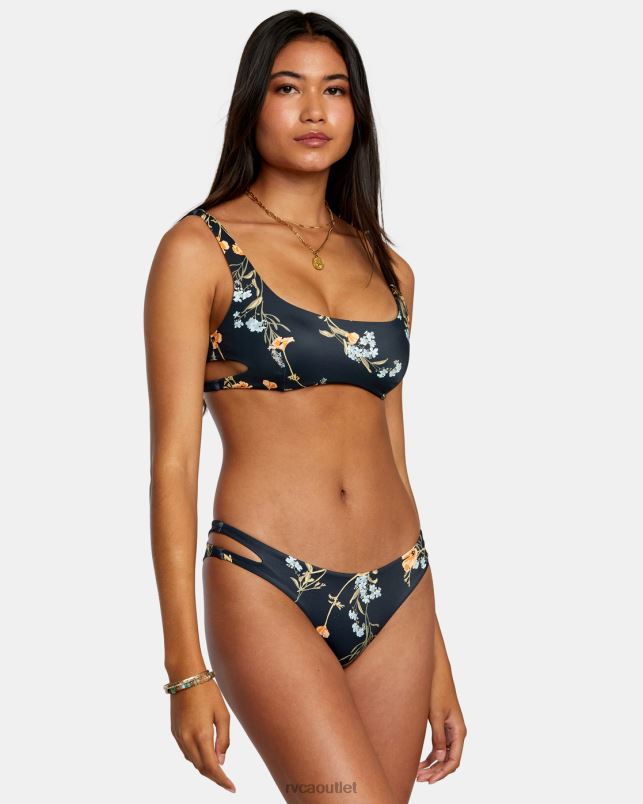 Swim V84B1217 black RVCA Women Bloom Cutout Bralette Bikini Top