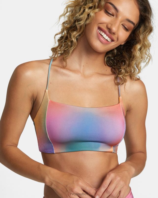 Swim V84B1221 multi RVCA Women Sunset Rose Machado Crossback Bikini Top