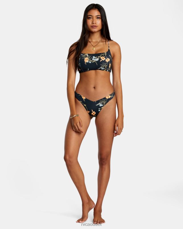Swim V84B1223 black RVCA Women Bloom Seamed Crossback Bikini Top