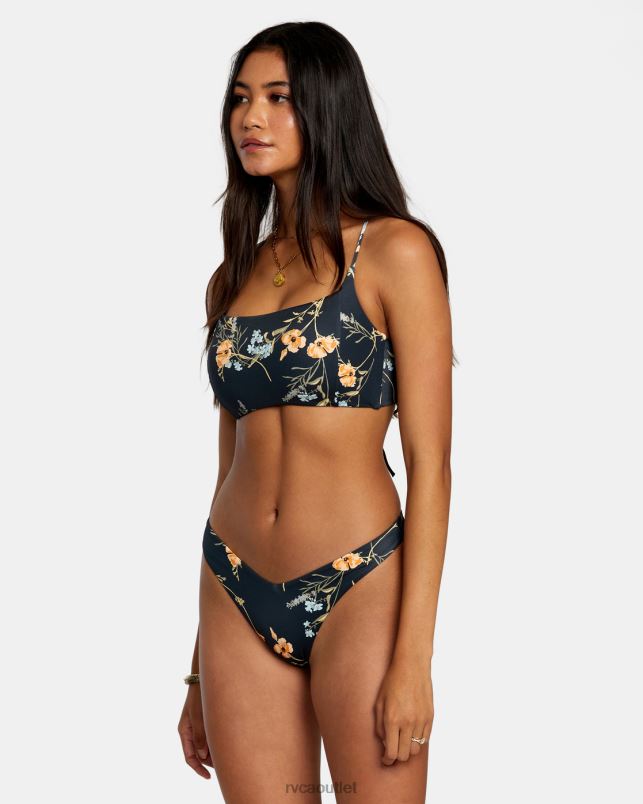 Swim V84B1223 black RVCA Women Bloom Seamed Crossback Bikini Top