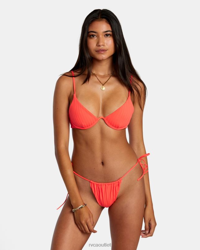 Swim V84B1246 neon red RVCA Women Solid Streak Underwired Bikini Top