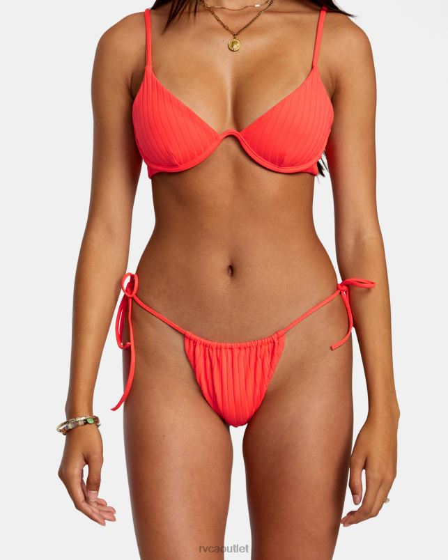 Swim V84B1246 neon red RVCA Women Solid Streak Underwired Bikini Top