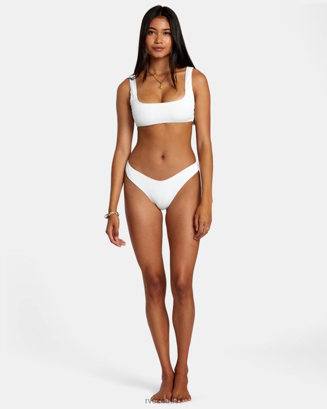 Swim V84B1253 whisper white RVCA Women Grooves Texture Bralette Bikini Top