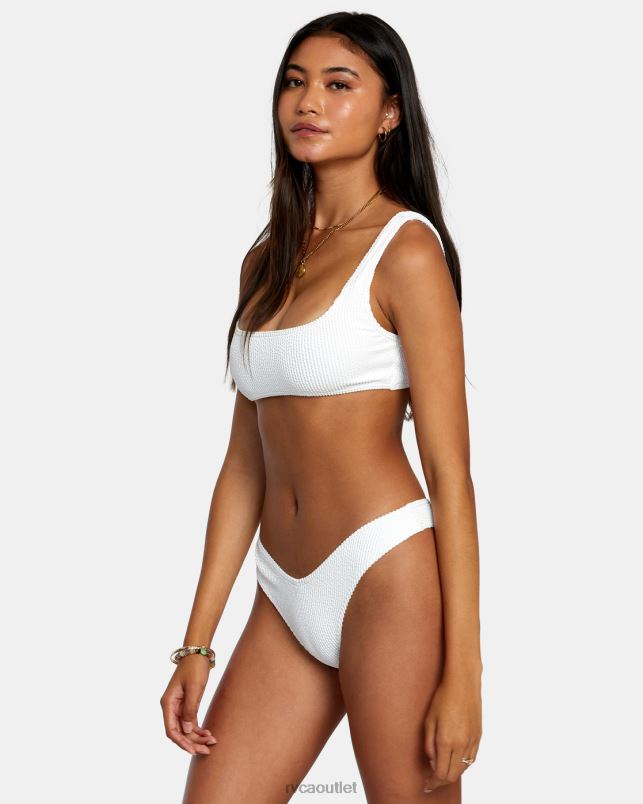 Swim V84B1253 whisper white RVCA Women Grooves Texture Bralette Bikini Top