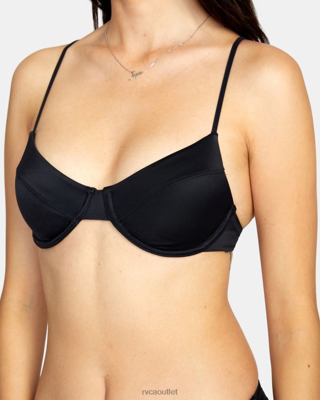 Swim V84B1286 black RVCA Women Solid Underwire Bikini Top