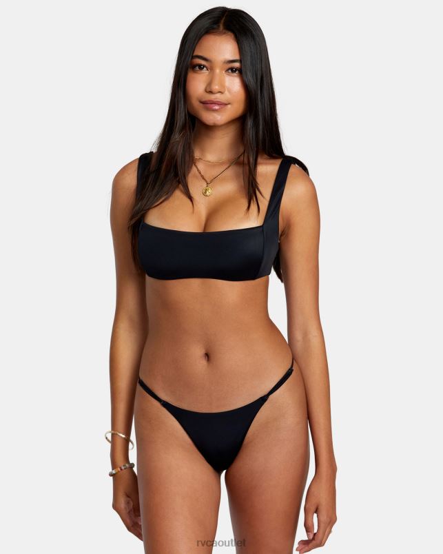 Swim V84B1296 black RVCA Women Solid Square Bralette Bikini Top