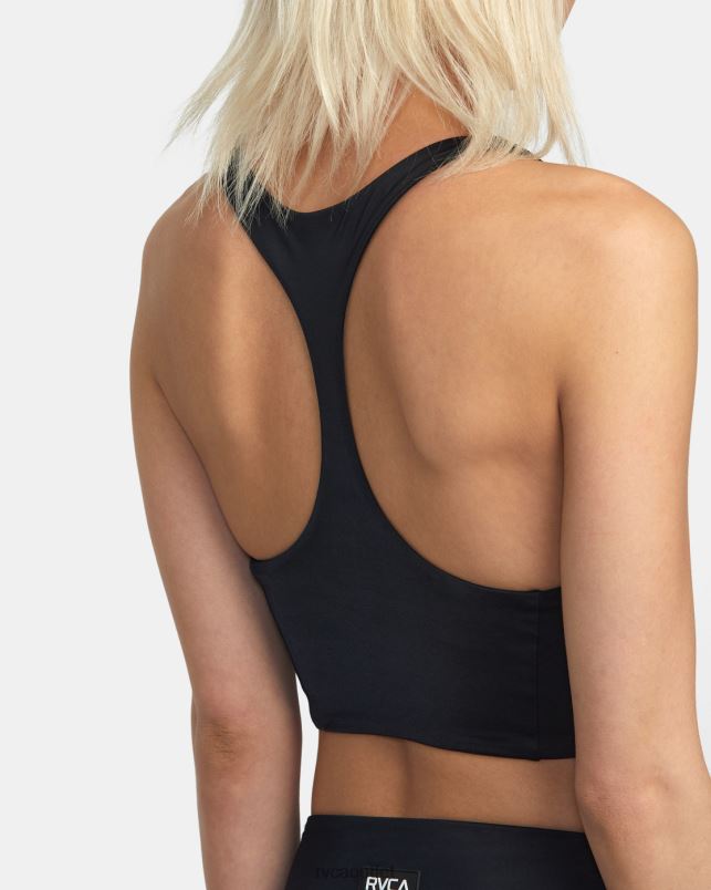 Swim V84B1305 black RVCA Women VA Essential Solid High Neck Racerback Swim Top