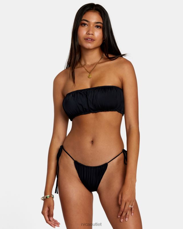 Swim V84B1307 black RVCA Women Solid 2-Way Bandeau Bikini Top