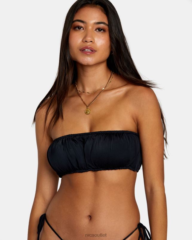 Swim V84B1307 black RVCA Women Solid 2-Way Bandeau Bikini Top