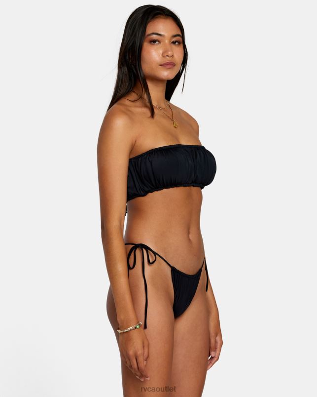 Swim V84B1307 black RVCA Women Solid 2-Way Bandeau Bikini Top