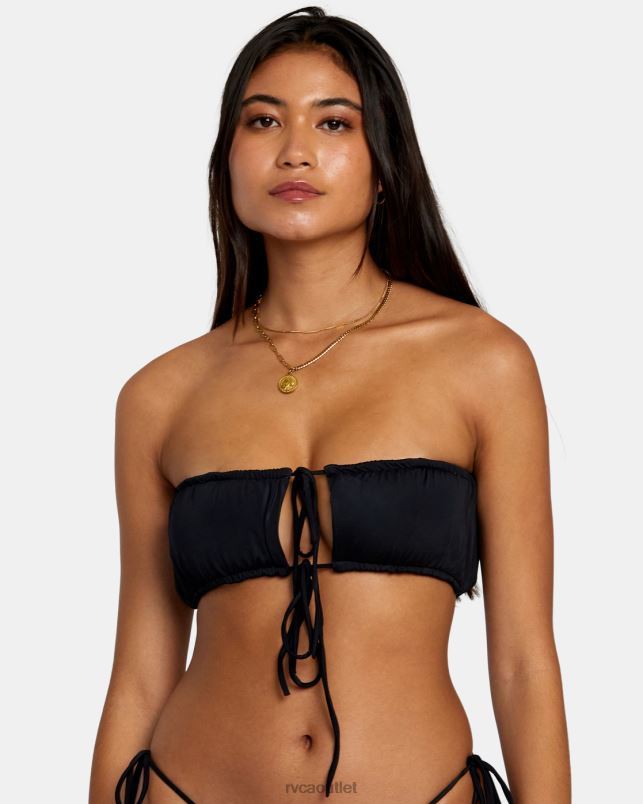 Swim V84B1307 black RVCA Women Solid 2-Way Bandeau Bikini Top