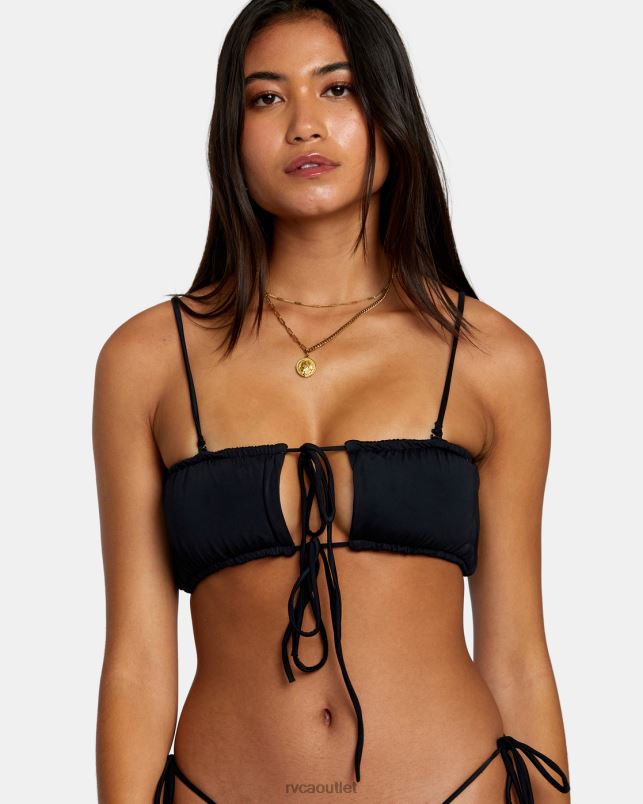 Swim V84B1307 black RVCA Women Solid 2-Way Bandeau Bikini Top