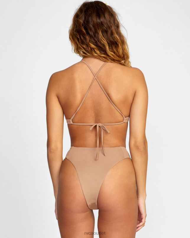 Swim V84B1355 wood RVCA Women Solid Crossback Bikini Top