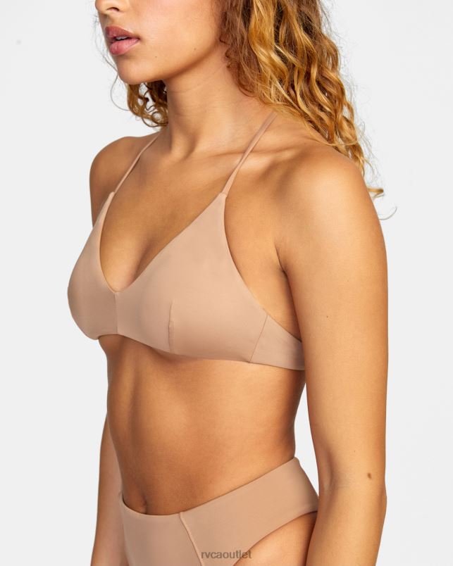 Swim V84B1355 wood RVCA Women Solid Crossback Bikini Top