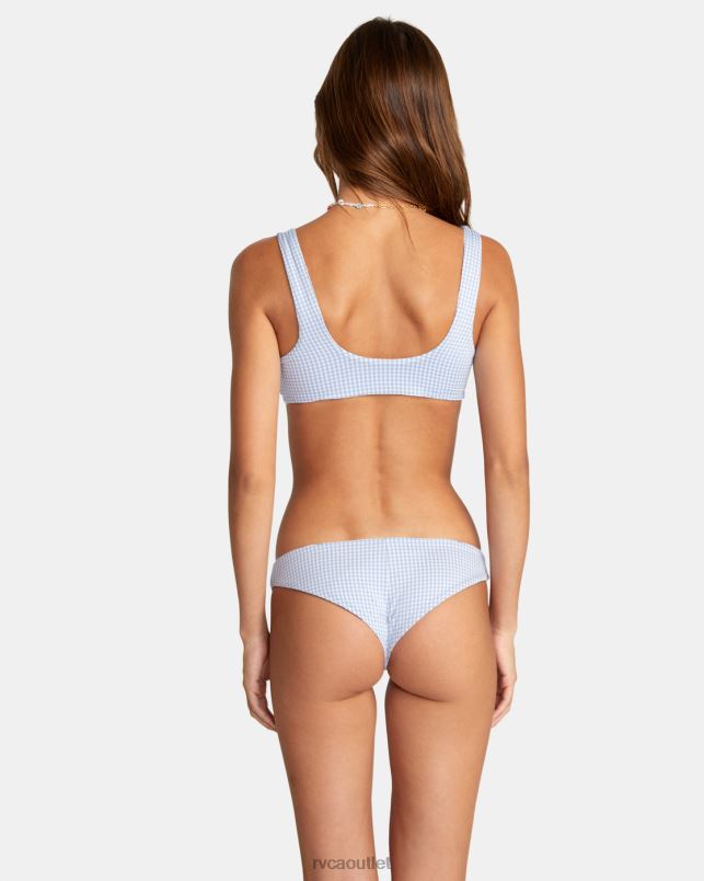 Swim V84B1459 ash blue RVCA Women Gingham Reversible Bralette Bikini Top