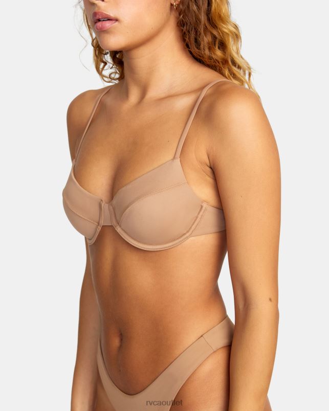 Swim V84B1465 wood RVCA Women Solid Underwire Bikini Top