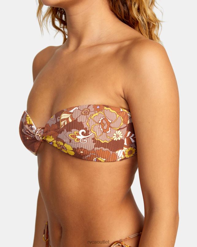 Swim V84B1472 multi RVCA Women Earth Bloom Bandeau Bikini Top