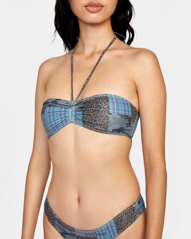 Swim V84B1481 multi RVCA Women Steffani Stella Bandeau Bikini Top