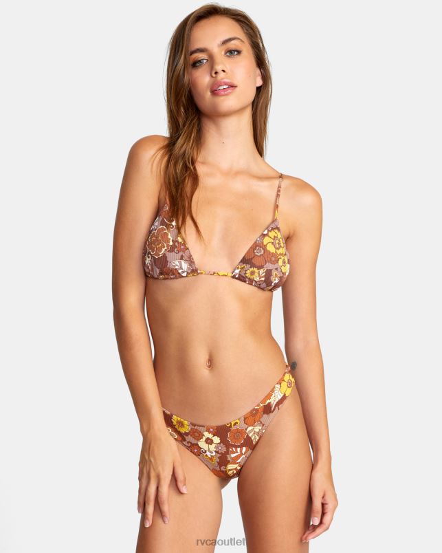 Swim V84B1497 multi RVCA Women Earth Bloom Slide Triangle Bikini Top