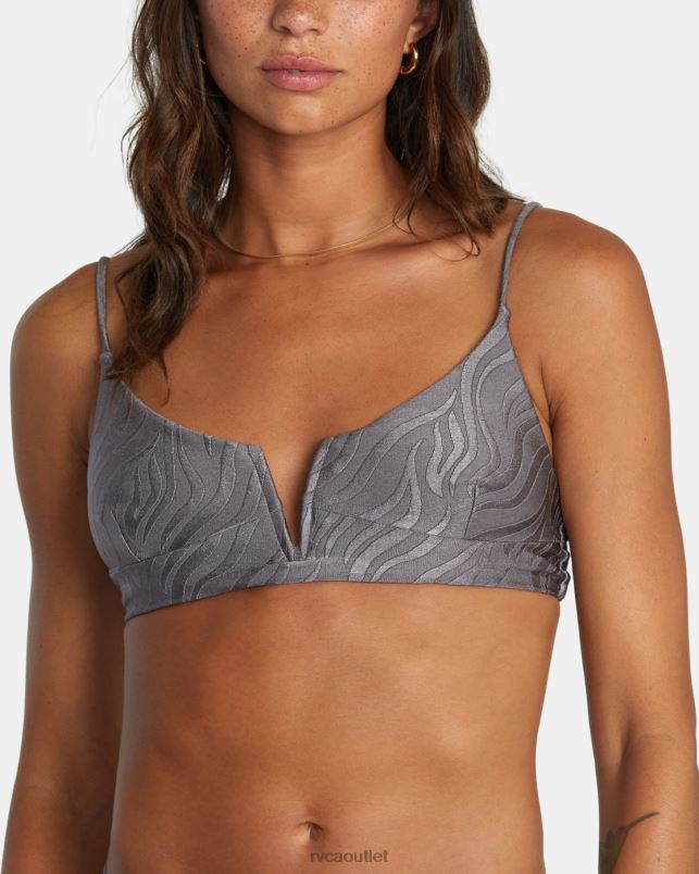Swim V84B1588 shark RVCA Women Feral V-Wire Cropped Bikini Top