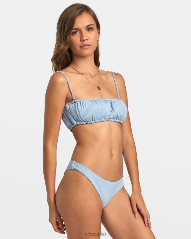 Swim V84B1596 dusty blue RVCA Women Wide Rib 2-Way Bandeau Bikini Top