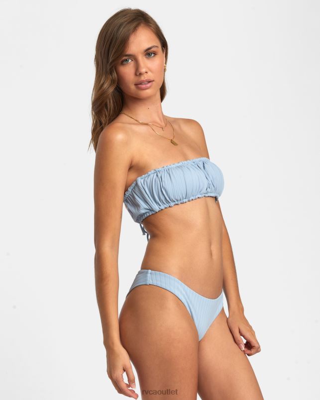 Swim V84B1596 dusty blue RVCA Women Wide Rib 2-Way Bandeau Bikini Top
