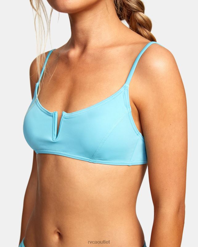 Swim V84B1615 blue crest RVCA Women No Matter V-Wire Bralette Bikini Top