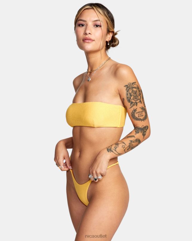 Swim V84B1630 marigold RVCA Women Brightside Bandeau Bikini Top