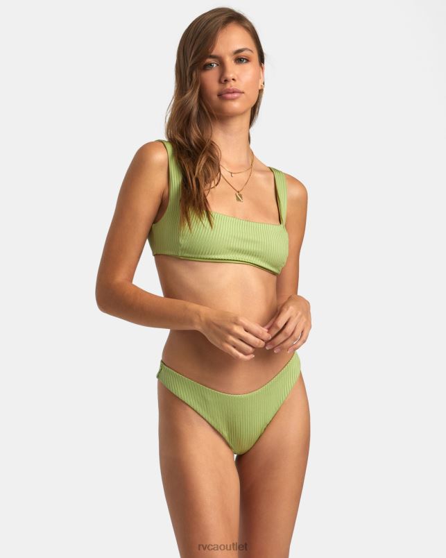 Swim V84B1639 fern RVCA Women Second Life Square Bralette Bikini Top
