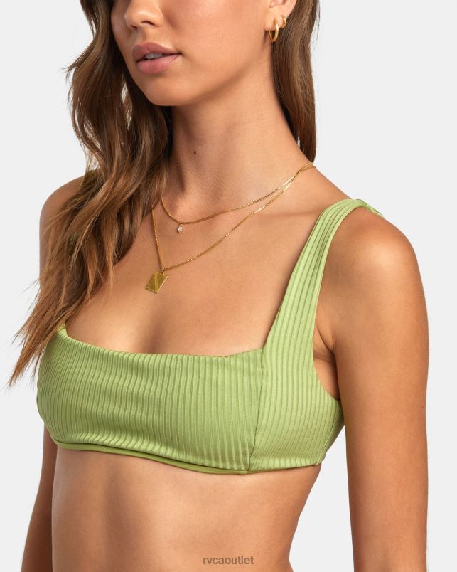 Swim V84B1639 fern RVCA Women Second Life Square Bralette Bikini Top