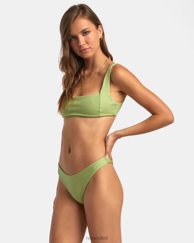 Swim V84B1639 fern RVCA Women Second Life Square Bralette Bikini Top