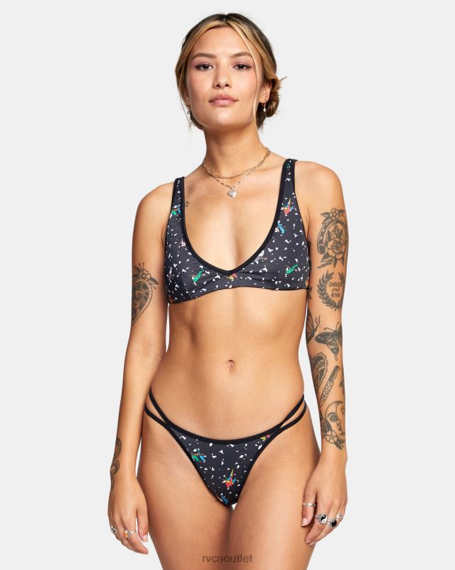 Swim V84B1684 black RVCA Women LP x KLW Uncaged Bralette Bikini Top